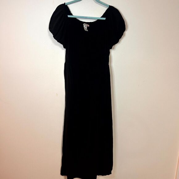 Dresses & Skirts - Love Squad Maxi Dress Womens 2X Plus Black Pleated Ruffle Trim Modest Minimalist
